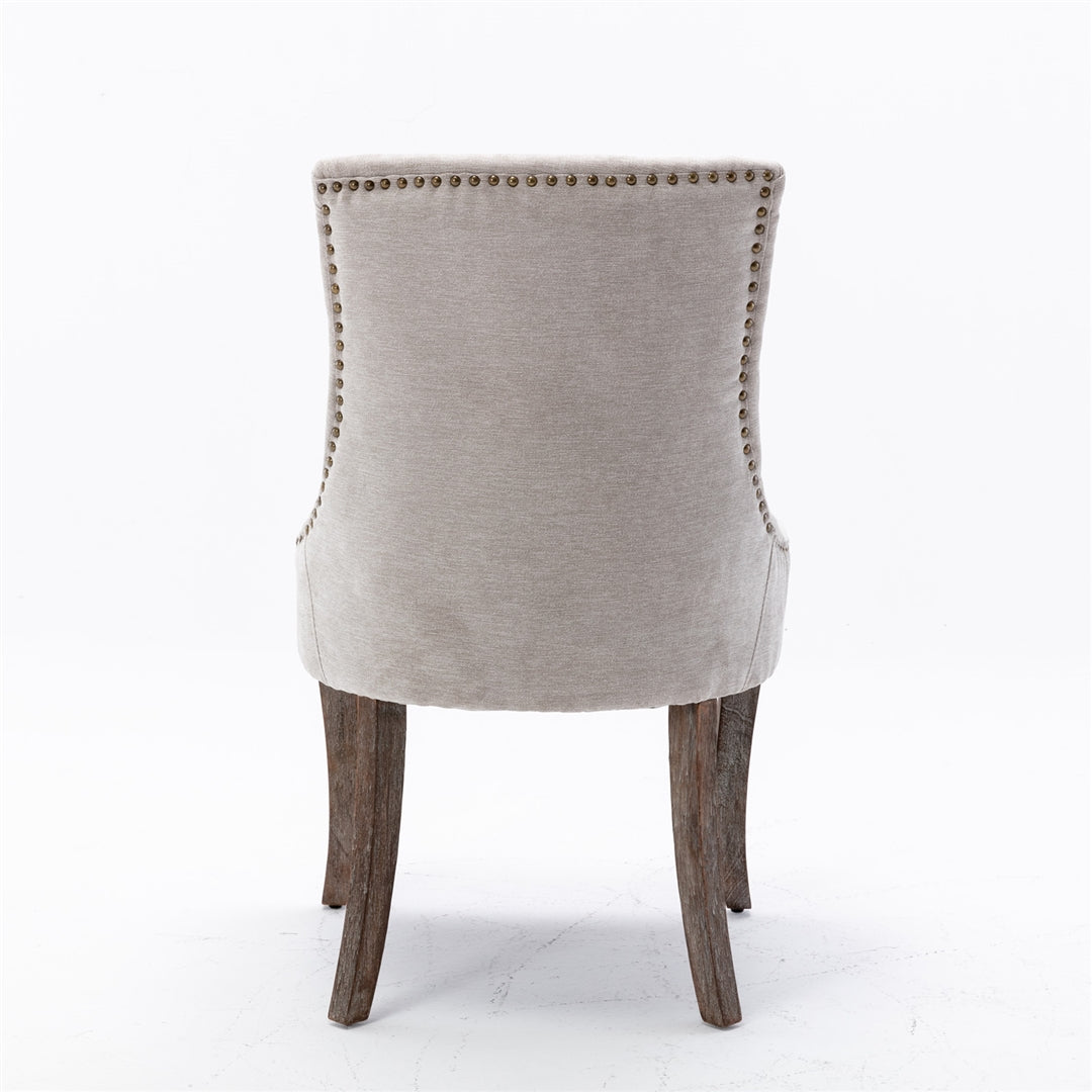 2X Solid Wood Fabric Upholstered Dining Chair Luxury Accent Chairs with Nailhead - Cosy Abode