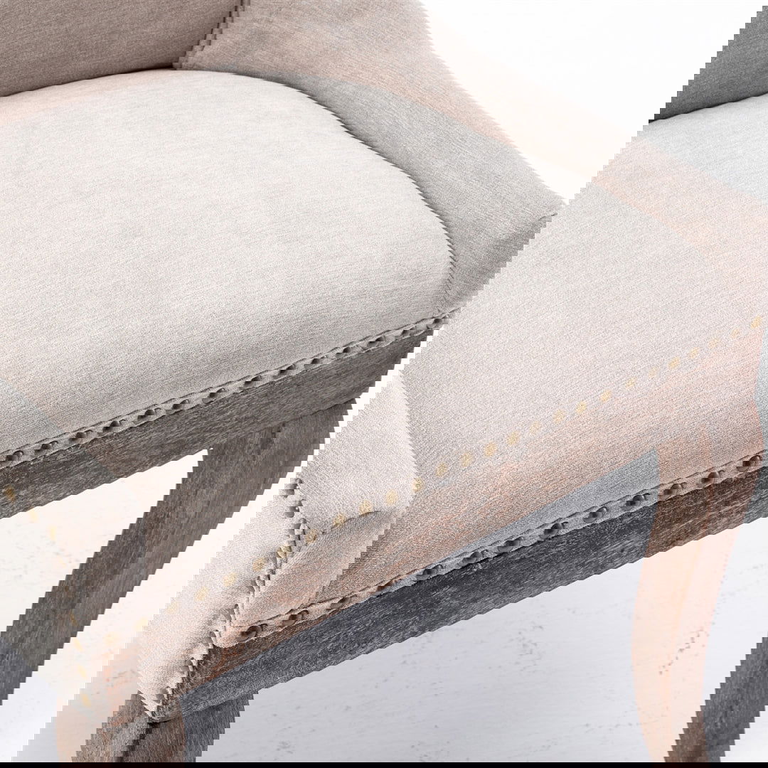 2X Solid Wood Fabric Upholstered Dining Chair Luxury Accent Chairs with Nailhead - Cosy Abode