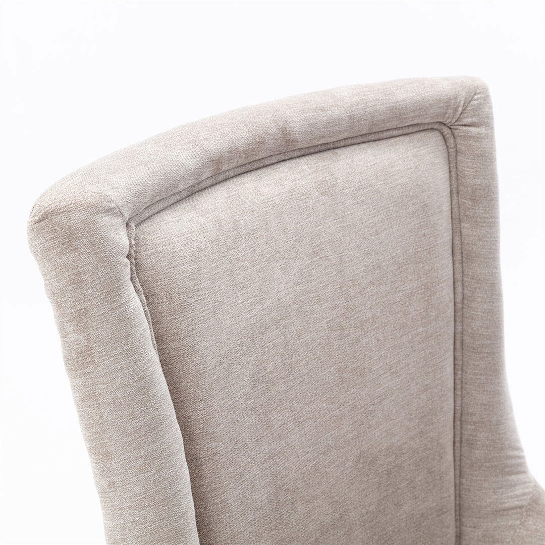 2X Solid Wood Fabric Upholstered Dining Chair Luxury Accent Chairs with Nailhead - Cosy Abode
