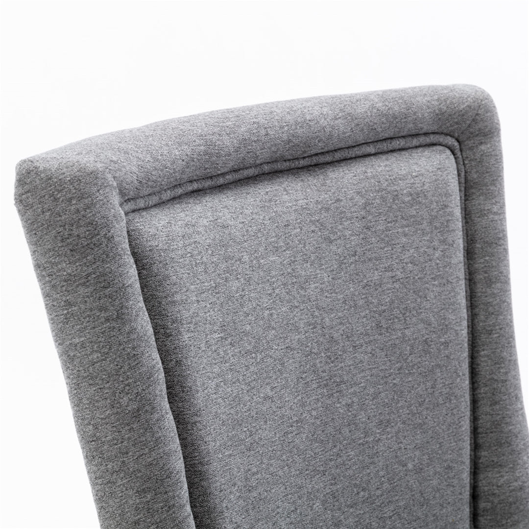 2X Solid Wood Fabric Upholstered Dining Chair Luxury Accent Chairs with Nailhead - Cosy Abode