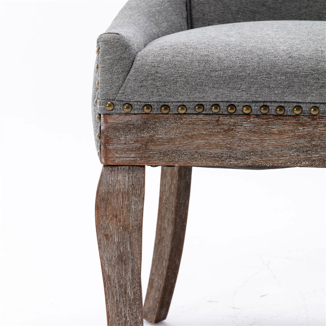 2X Solid Wood Fabric Upholstered Dining Chair Luxury Accent Chairs with Nailhead - Cosy Abode