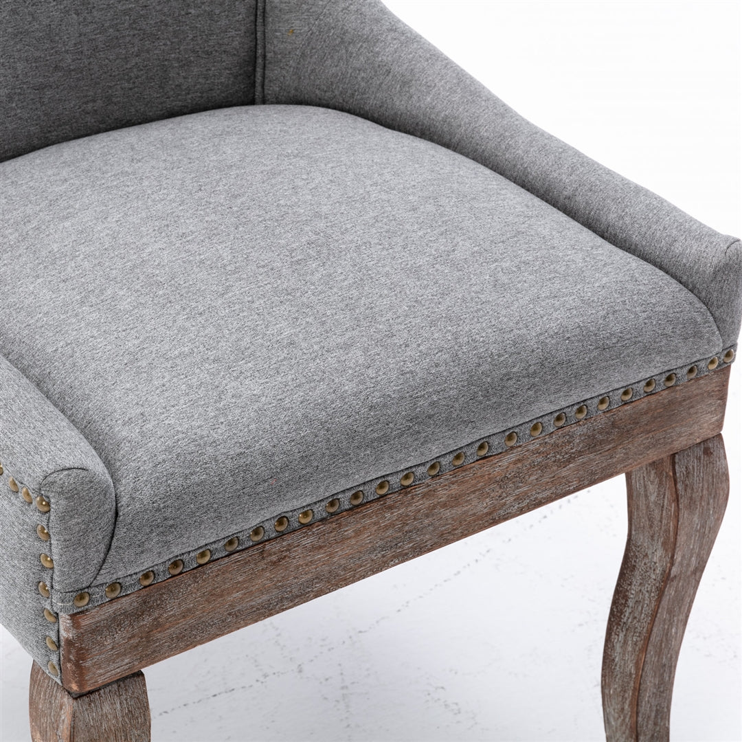2X Solid Wood Fabric Upholstered Dining Chair Luxury Accent Chairs with Nailhead - Cosy Abode