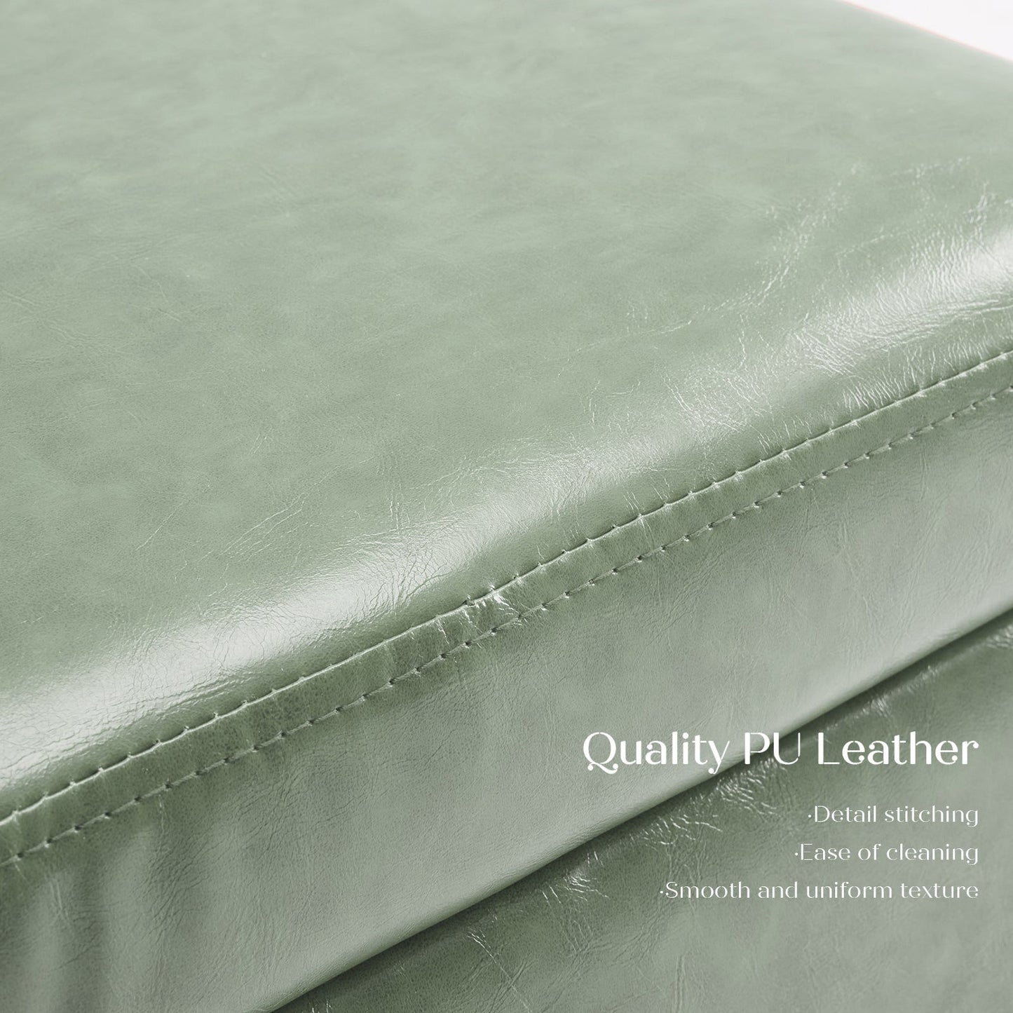 2X Storage Ottoman Foot Stool Cube Tuffet Seat 45cm PU Leather GREEN - Cosy Abode