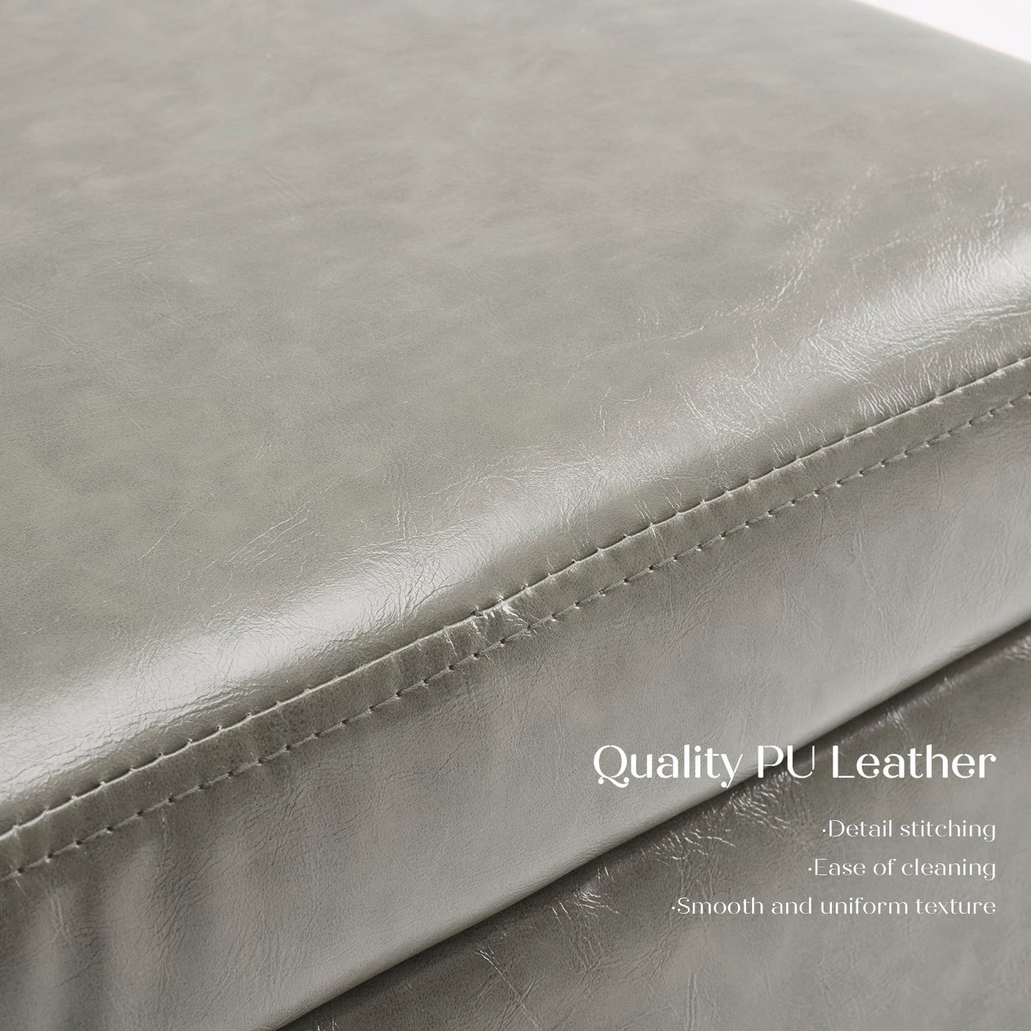 2X Storage Ottoman Foot Stool Cube Tuffet Seat 45cm PU Leather GREY - Cosy Abode