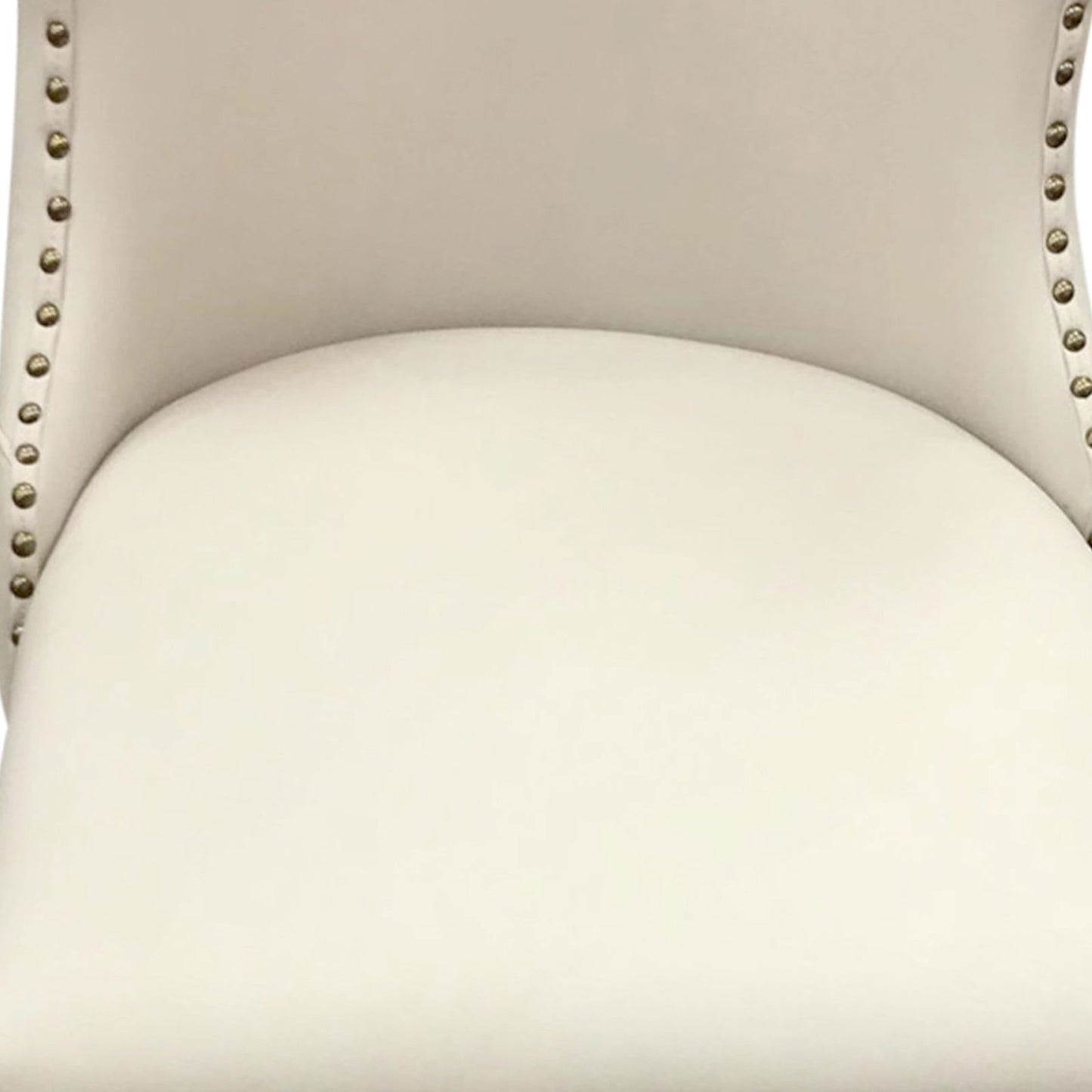 2X Studded Dining Chairs PU Beige & Silver Frame - Cosy Abode