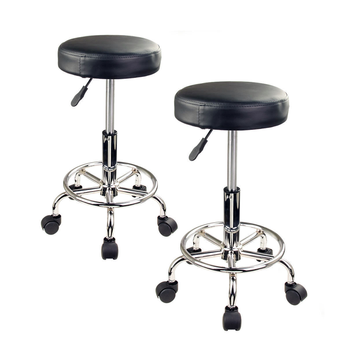 2X Swivel Salon Barber Stool Chair Round Type BLACK - Cosy Abode