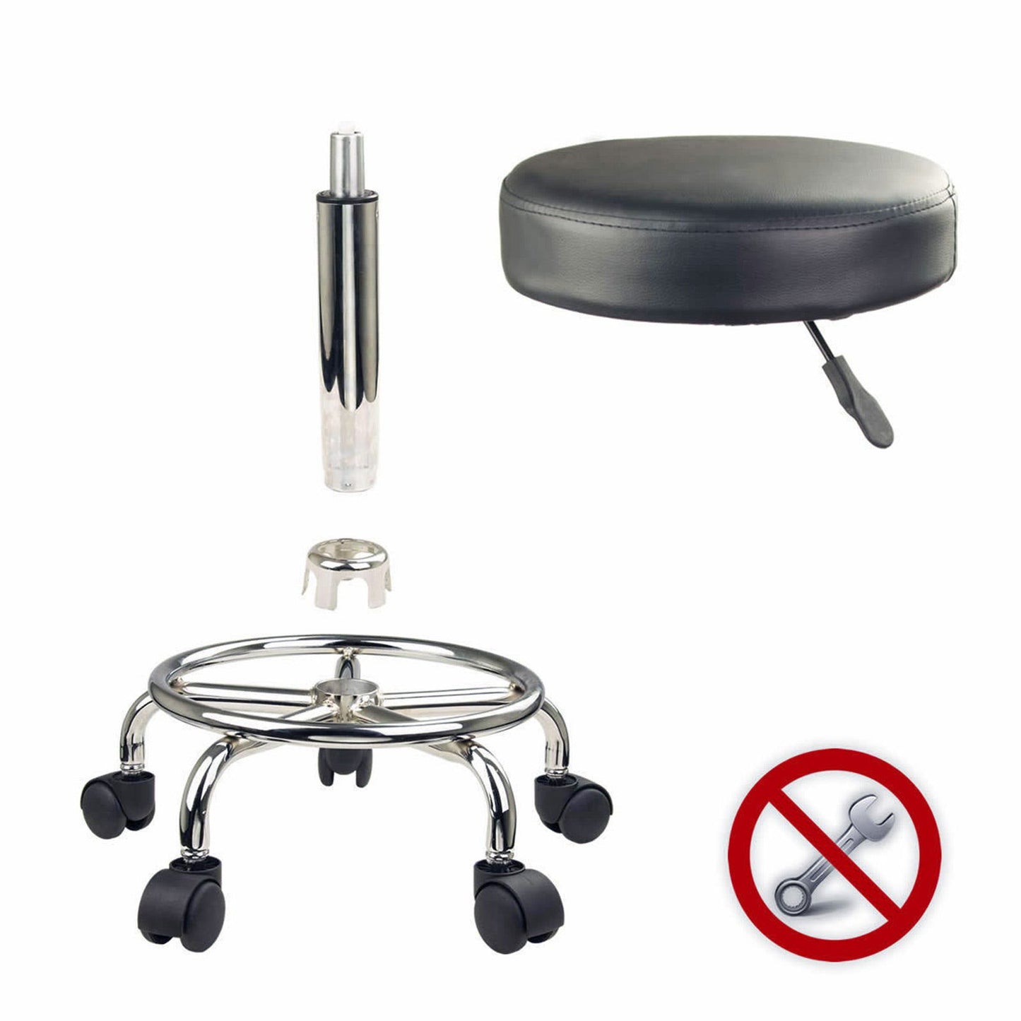 2X Swivel Salon Barber Stool Chair Round Type BLACK - Cosy Abode