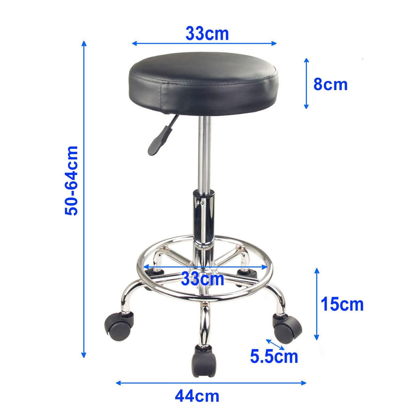 2X Swivel Salon Barber Stool Chair Round Type BLACK - Cosy Abode