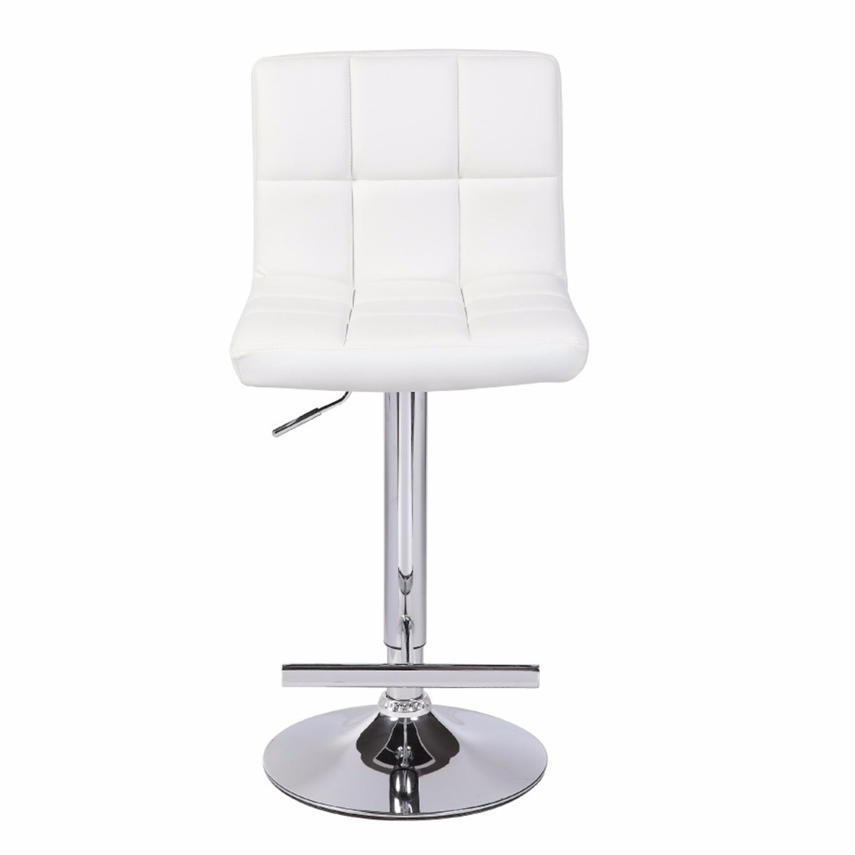 2X White Bar Stools Faux Leather Mid High Back Adjustable Crome Base Gas Lift Swivel Chairs - Cosy Abode