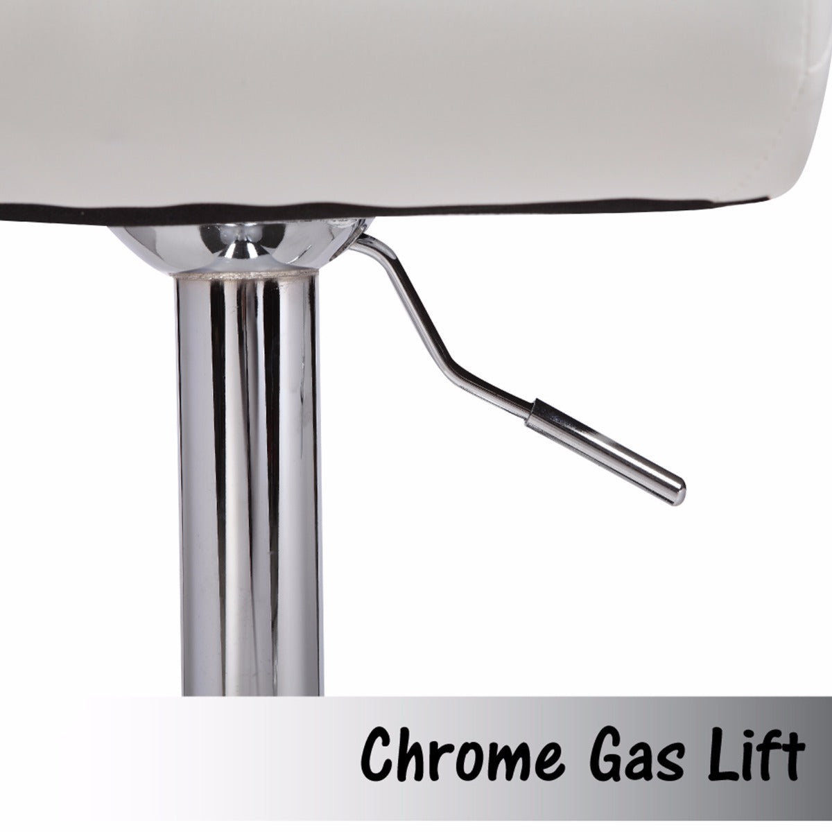 2X White Bar Stools Faux Leather Mid High Back Adjustable Crome Base Gas Lift Swivel Chairs - Cosy Abode