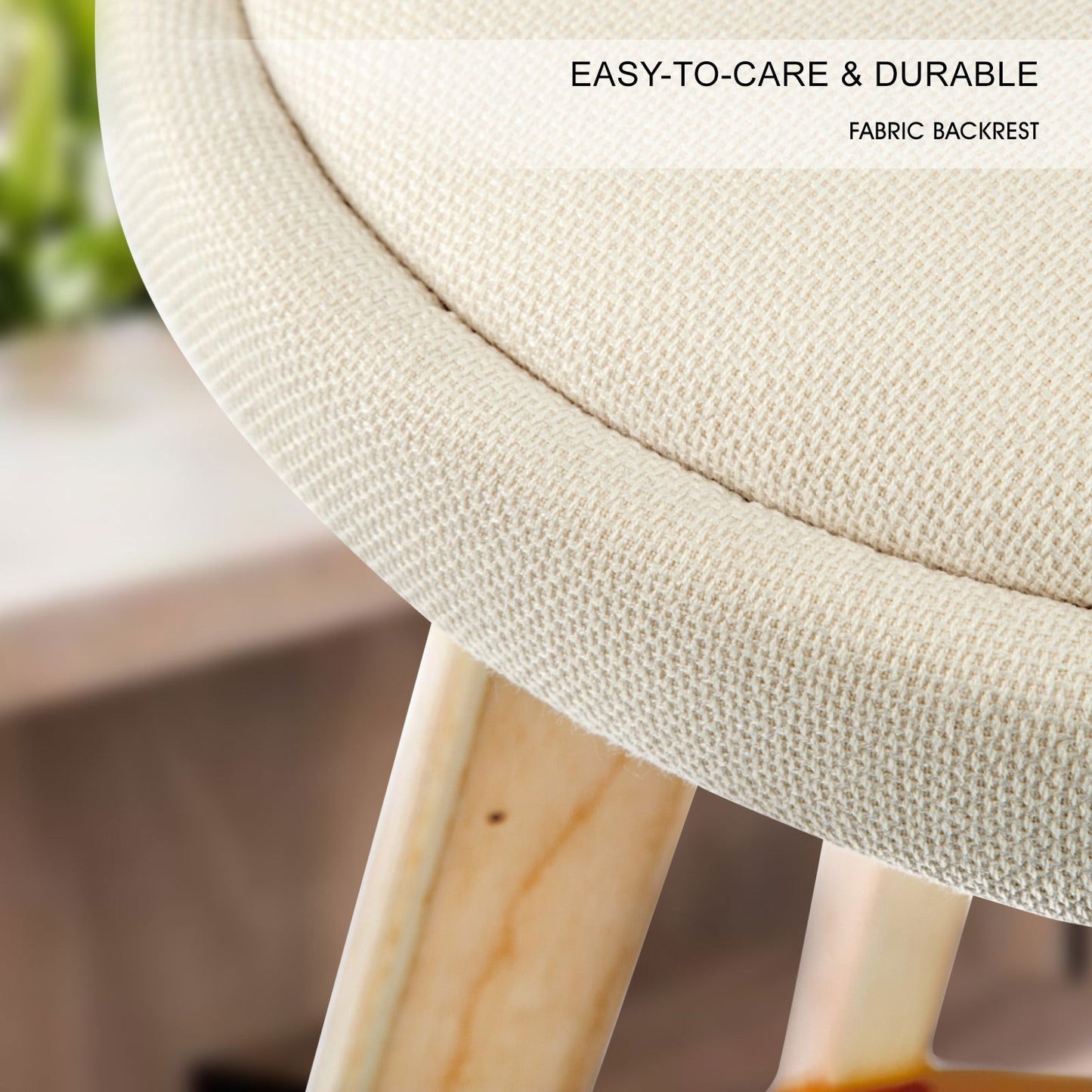 2X Wood Bar Stool Dining Chair Fabric LEILA 72cm BEIGE - Cosy Abode