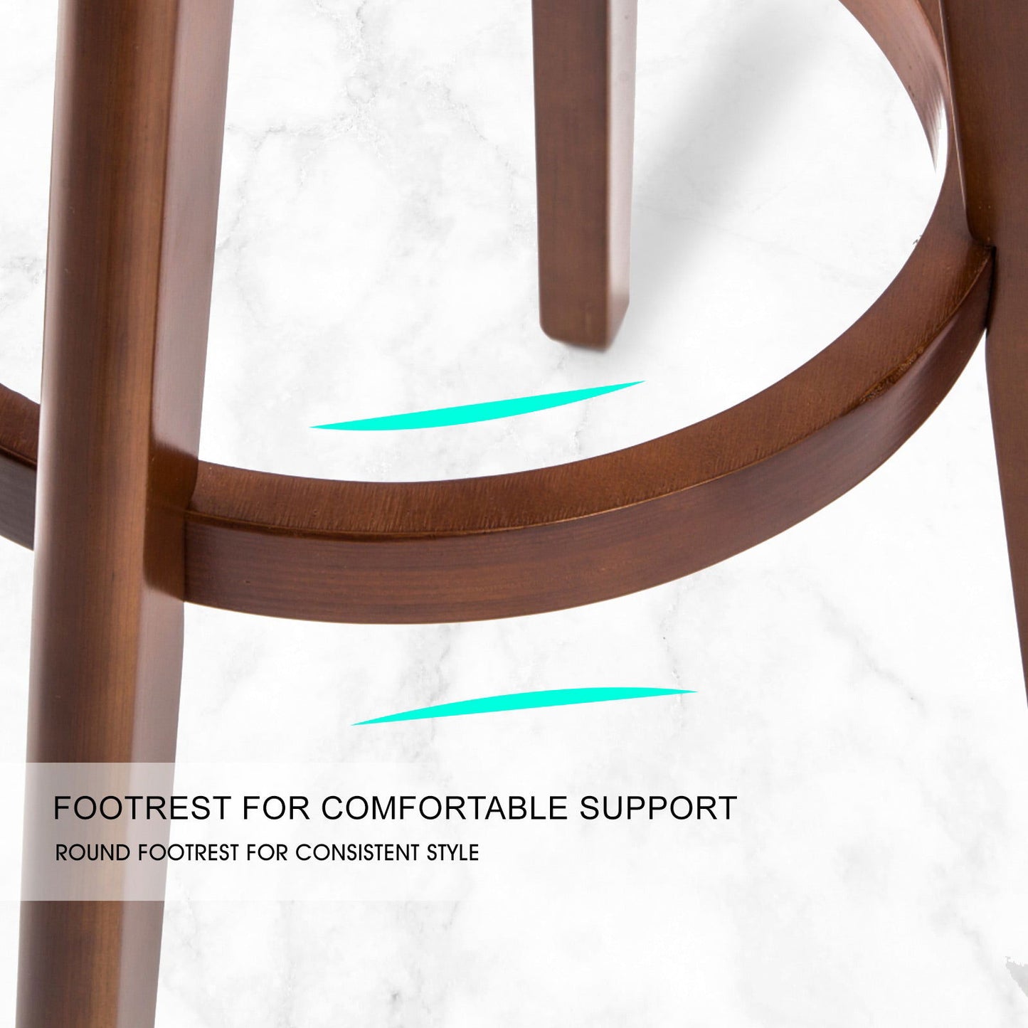 2X Wooden Bar Stool Dining Chair Leather LEILA 72cm BLACK BROWN - Cosy Abode