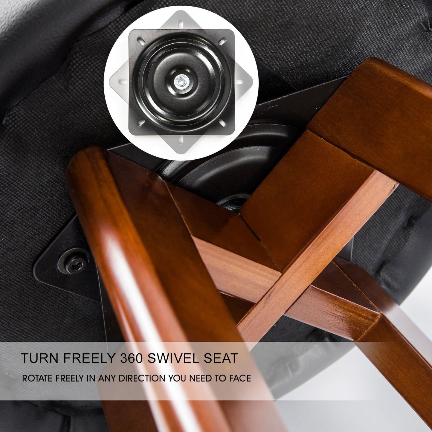 2X Wooden Bar Stool Dining Chair Leather LEILA 72cm BLACK BROWN - Cosy Abode