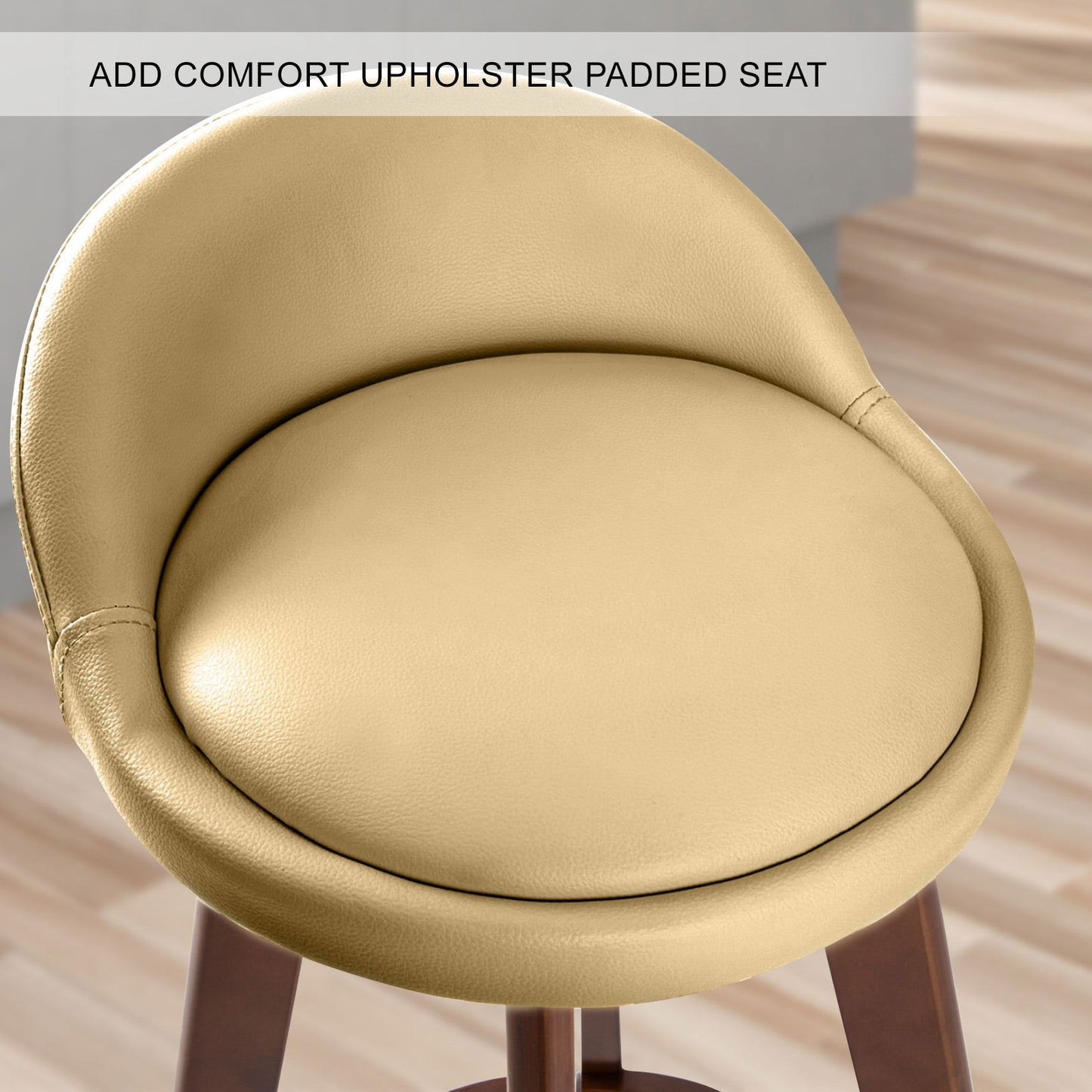 2X Wooden Bar Stool Dining Chair Leather LEILA 72cm COFFEE BROWN - Cosy Abode