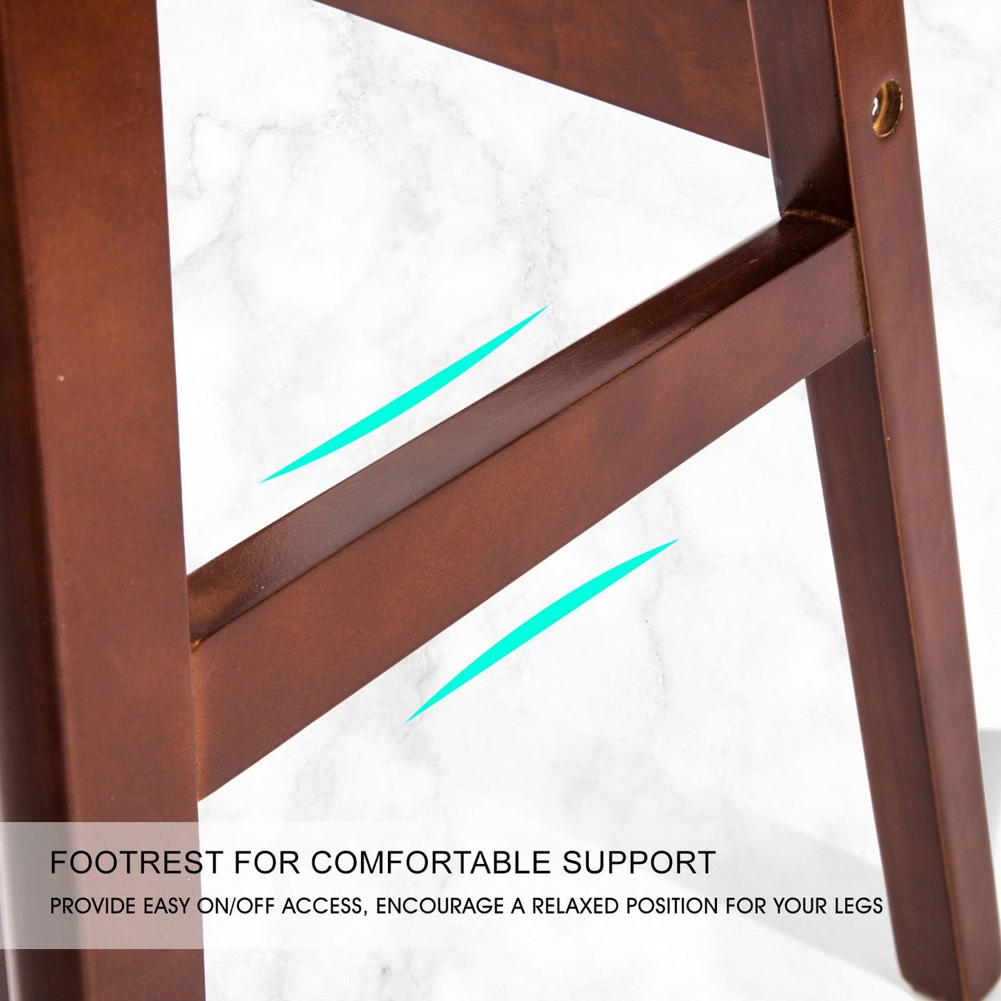 2X Wooden Bar Stool Dining Chair Leather SOPHIA 65cm WHITE BROWN - Cosy Abode