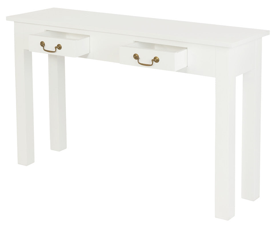 2 Drawer Straight Leg Sofa/Hall Table (White) - Cosy Abode