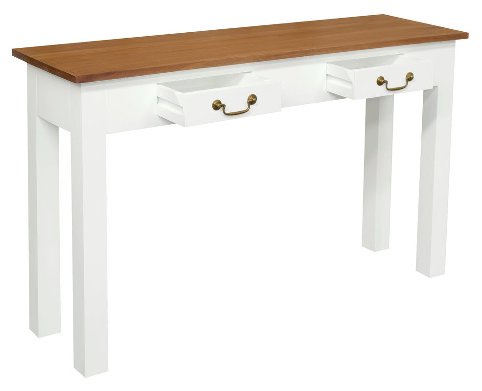 2 Drawer Straight Leg Sofa/Hall Table (White Caramel) - Cosy Abode