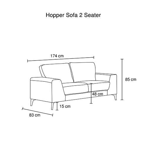 2 Seater Sofa Light Grey Fabric Lounge Set for Living Room Couch with Solid Wooden Frame Black Legs - Cosy Abode