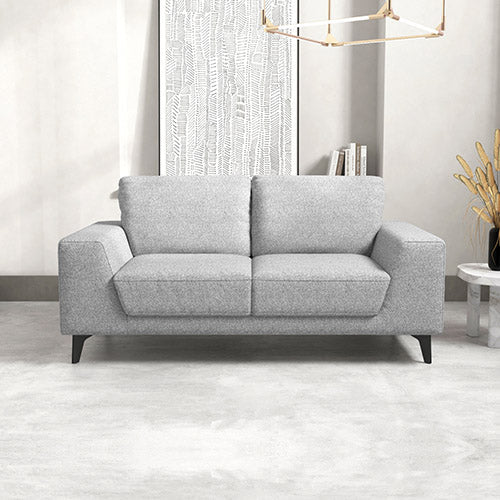 2 Seater Sofa Light Grey Fabric Lounge Set for Living Room Couch with Solid Wooden Frame Black Legs - Cosy Abode