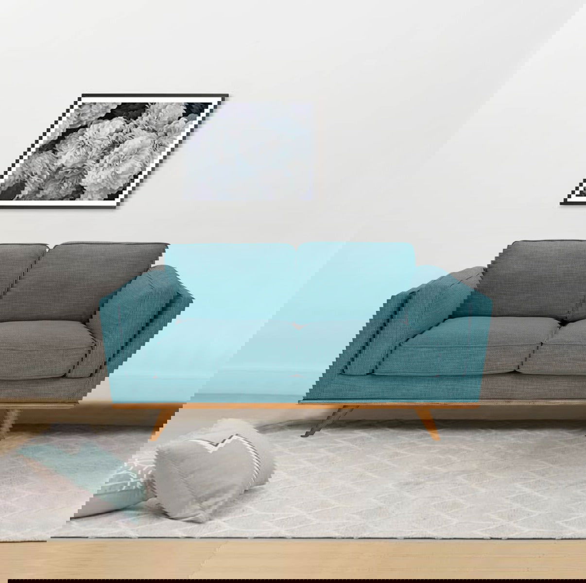 2 Seater Sofa Teal Fabric Lounge Set for Living Room Couch with Wooden Frame - - Cosy Abode