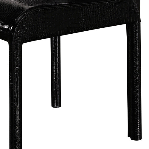 2x Steel Frame Black Leatherette Medium High Backrest Dining Chairs with Wooden legs - Cosy Abode