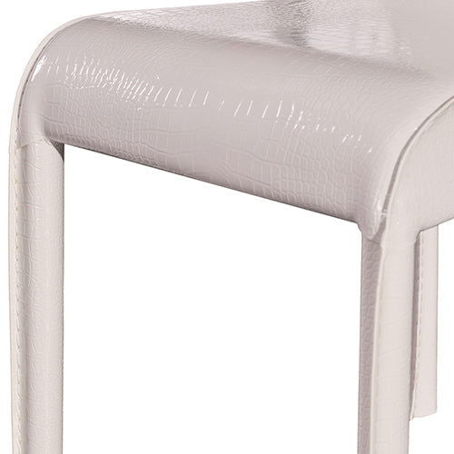 2x Steel Frame White Leatherette Medium High Backrest Dining Chairs with Wooden legs - Cosy Abode