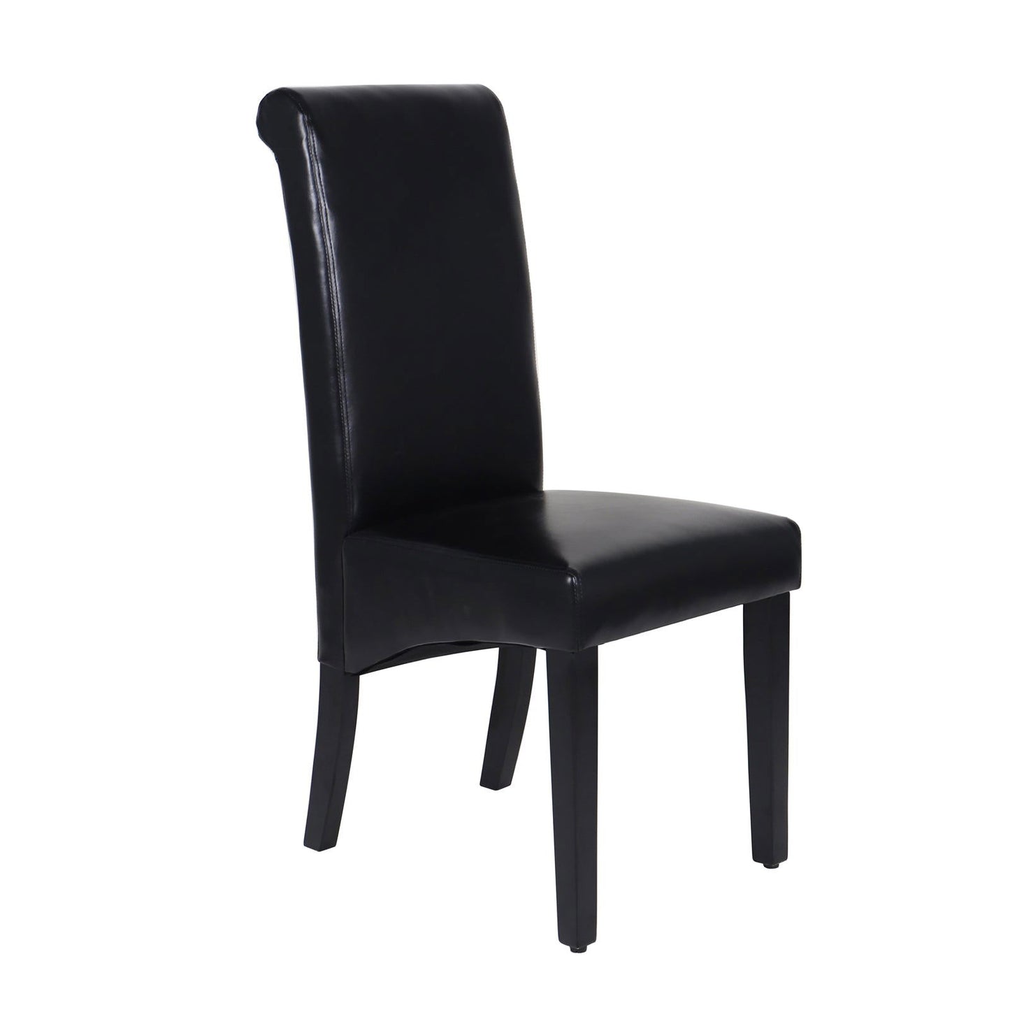 2x Wooden Frame Black Leatherette Dining Chairs with Solid Pine Legs - Cosy Abode