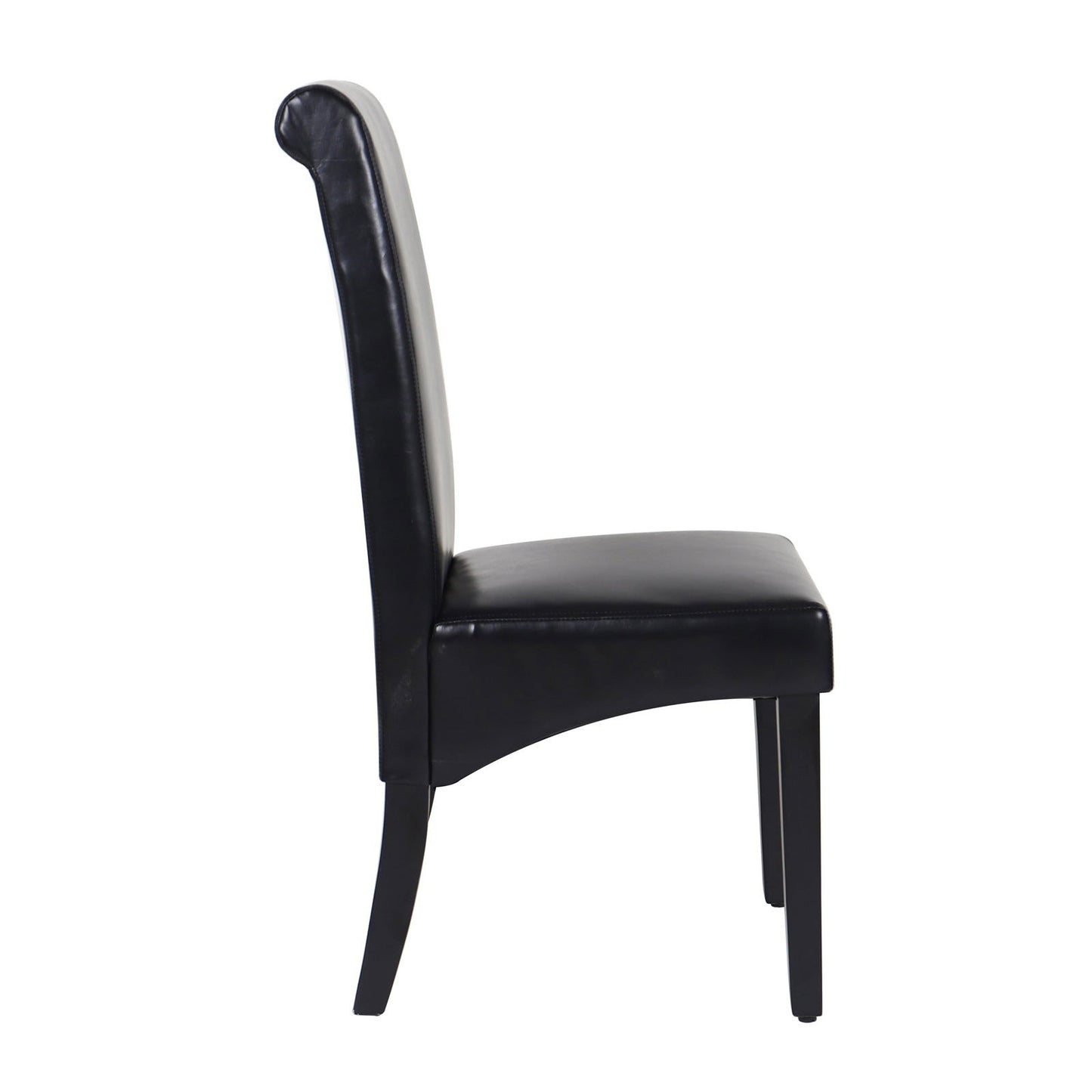 2x Wooden Frame Black Leatherette Dining Chairs with Solid Pine Legs - Cosy Abode