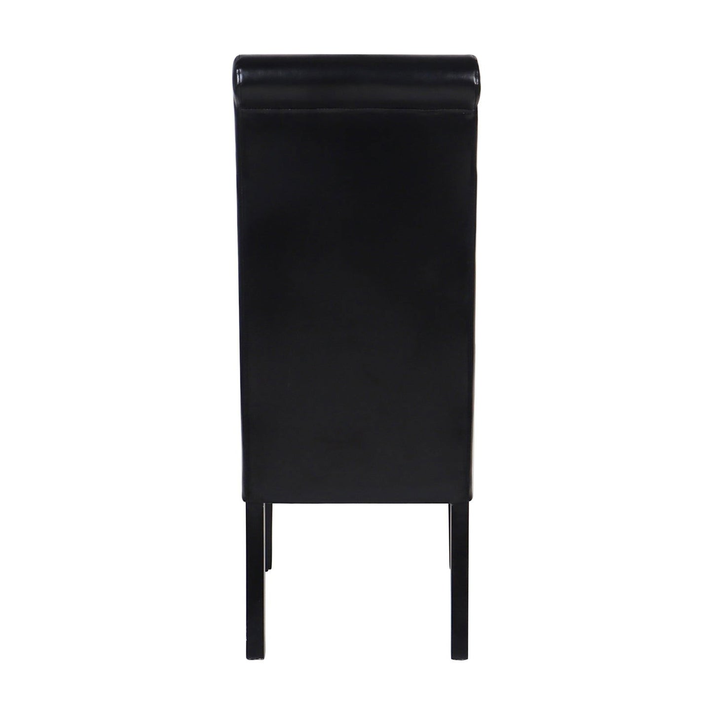 2x Wooden Frame Black Leatherette Dining Chairs with Solid Pine Legs - Cosy Abode