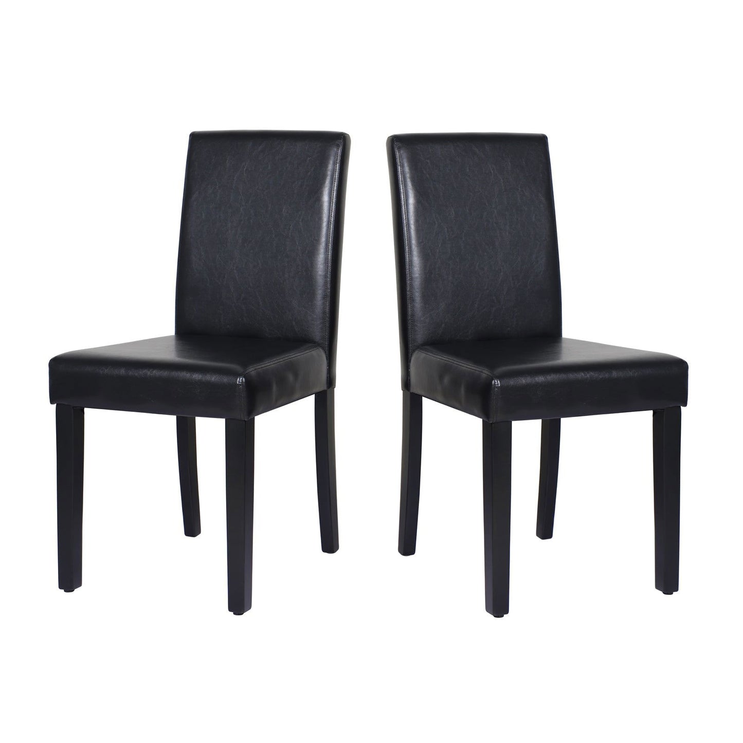 2x Wooden Frame Black Leatherette Dining Chairs with Solid Pine Legs - Cosy Abode