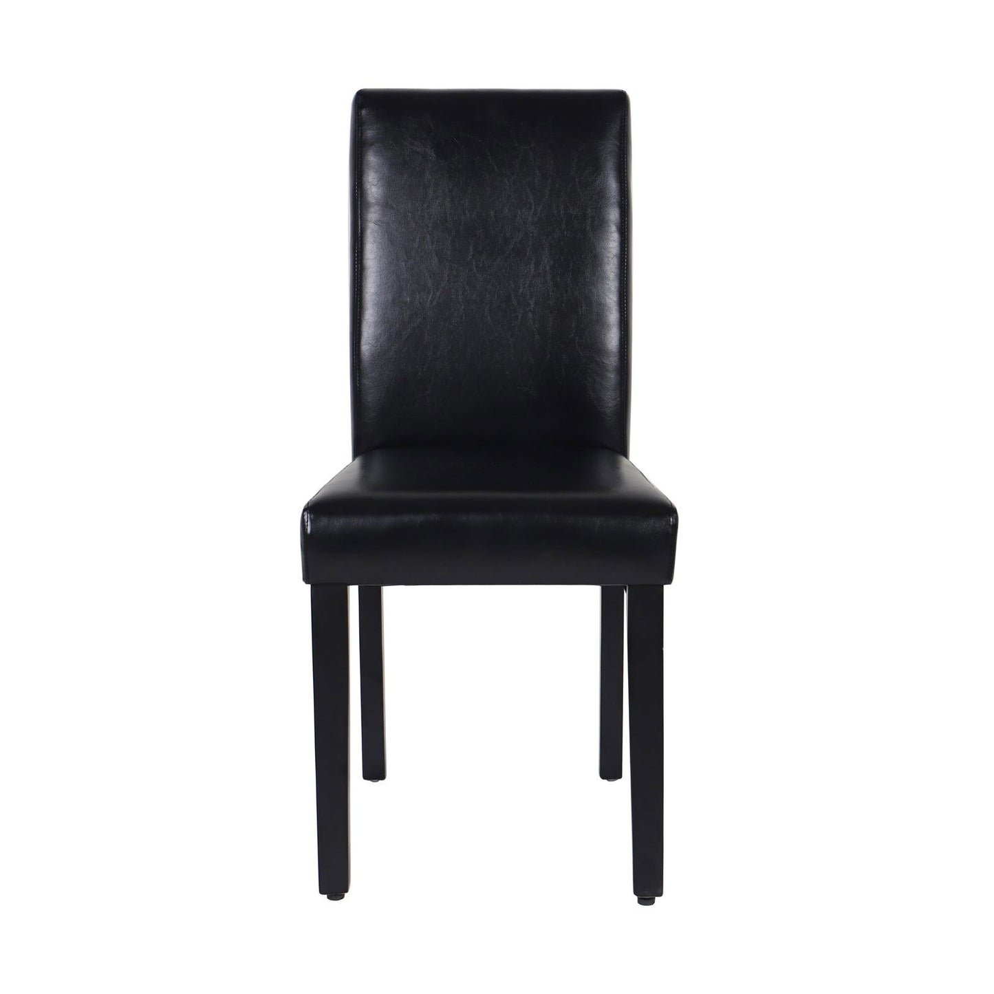 2x Wooden Frame Black Leatherette Dining Chairs with Solid Pine Legs - Cosy Abode