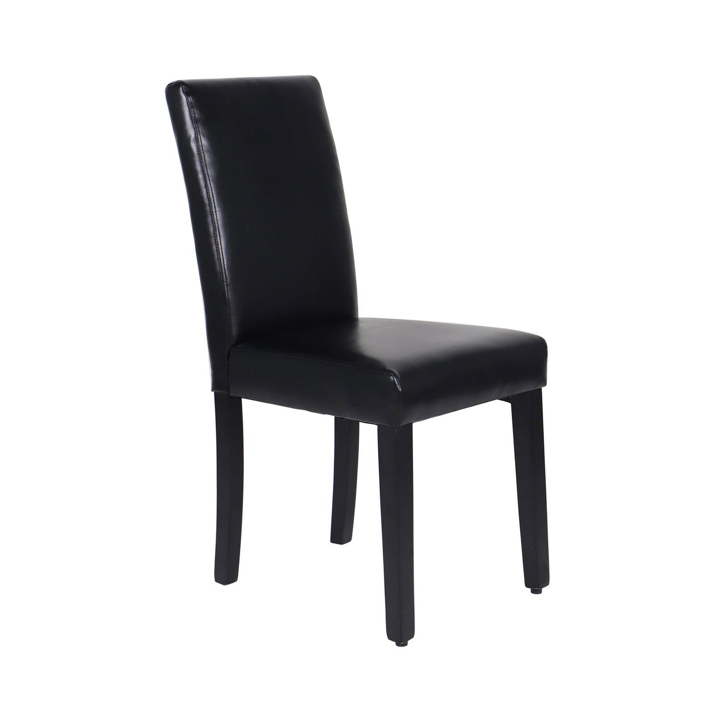 2x Wooden Frame Black Leatherette Dining Chairs with Solid Pine Legs - Cosy Abode
