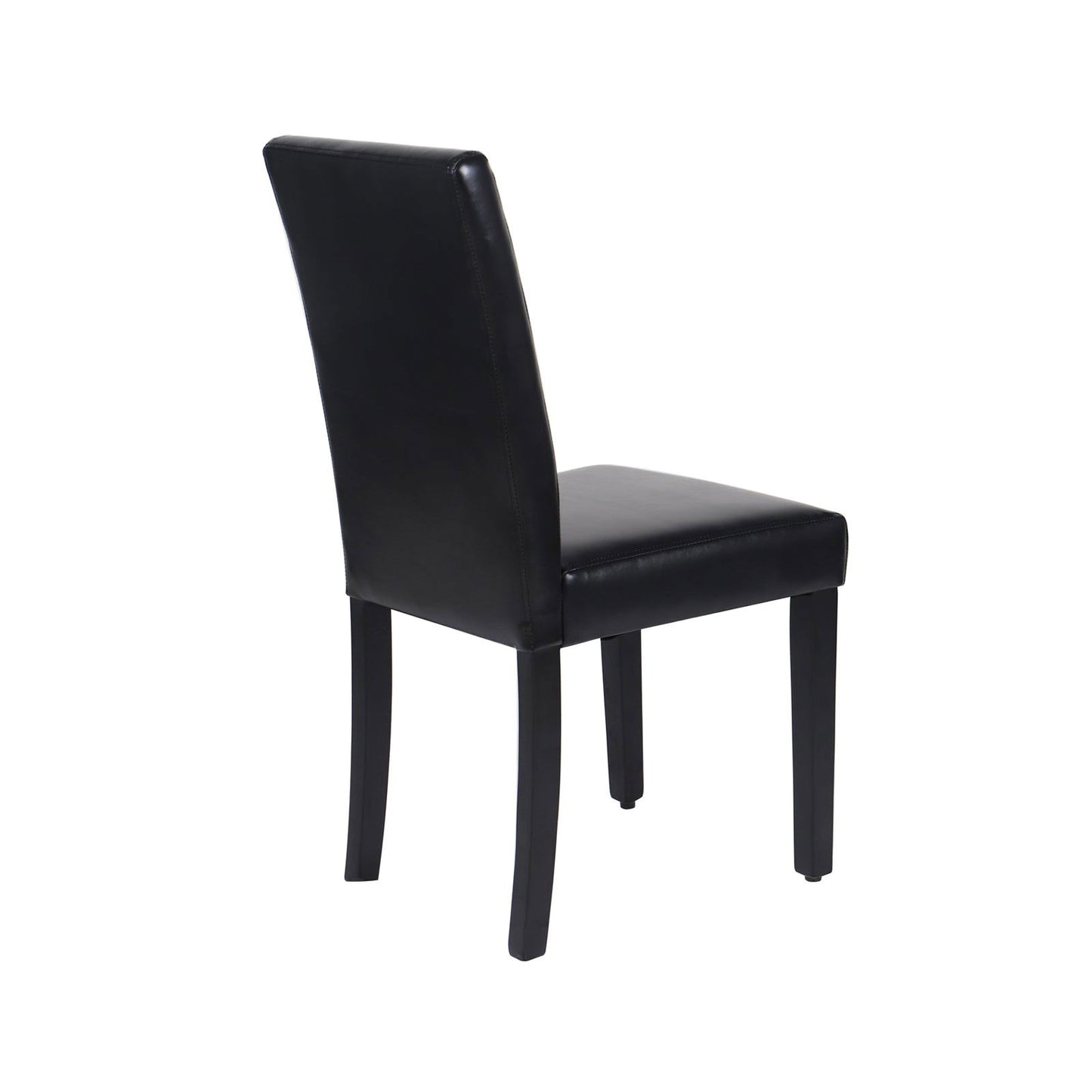 2x Wooden Frame Black Leatherette Dining Chairs with Solid Pine Legs - Cosy Abode