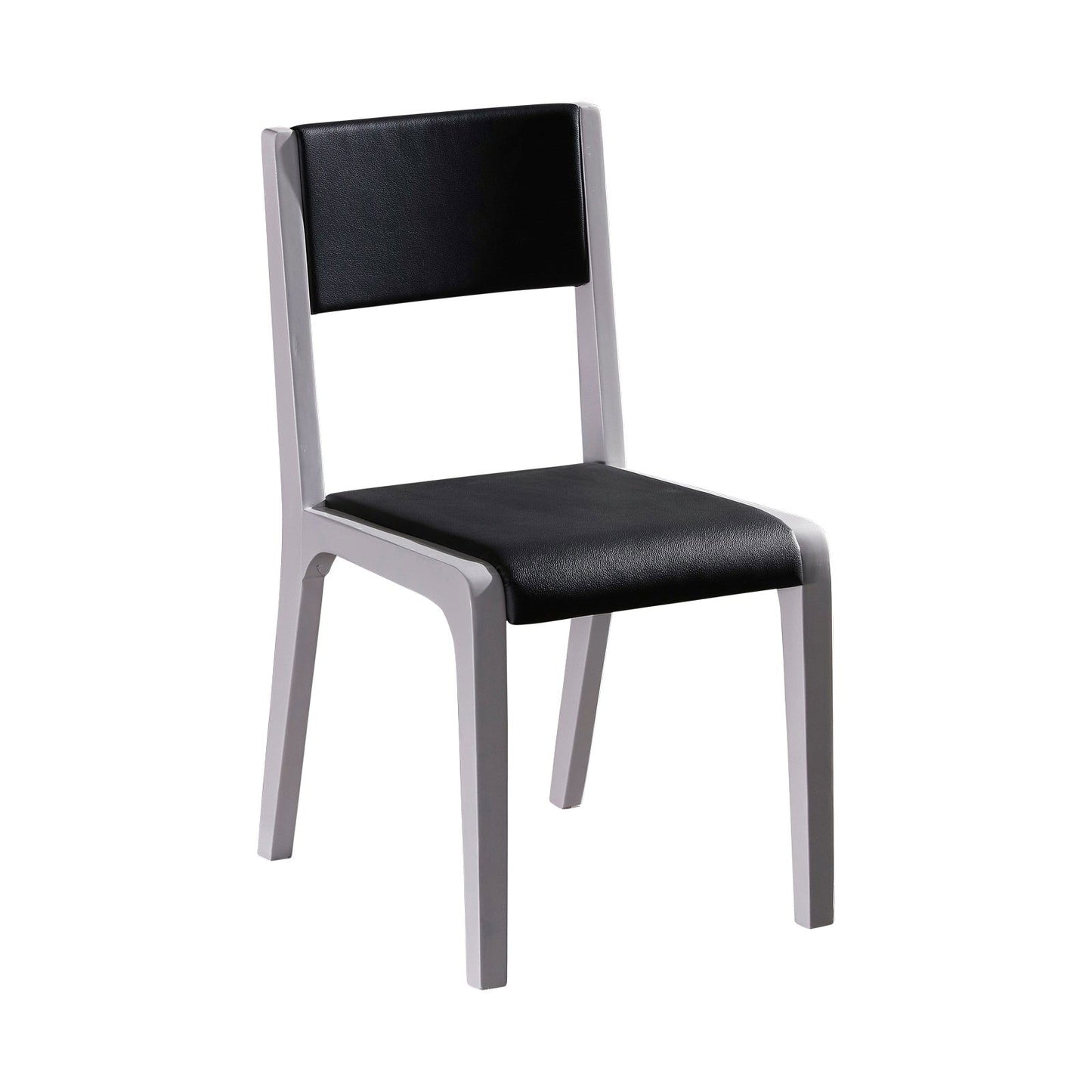 2x Wooden Frame Black Leatherette Medium High Backrest Dining Chairs - Cosy Abode