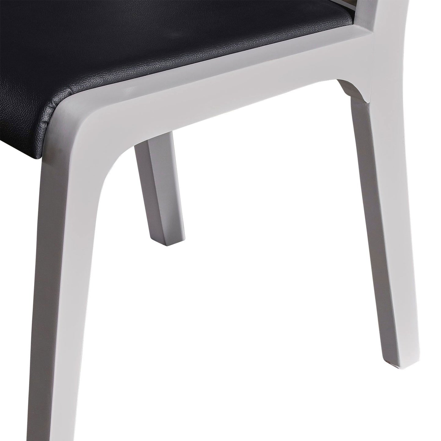 2x Wooden Frame Black Leatherette Medium High Backrest Dining Chairs - Cosy Abode