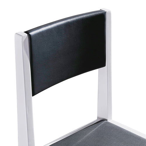 2x Wooden Frame Black Leatherette Medium High Backrest Dining Chairs - Cosy Abode