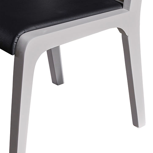 2x Wooden Frame Black Leatherette Medium High Backrest Dining Chairs - Cosy Abode