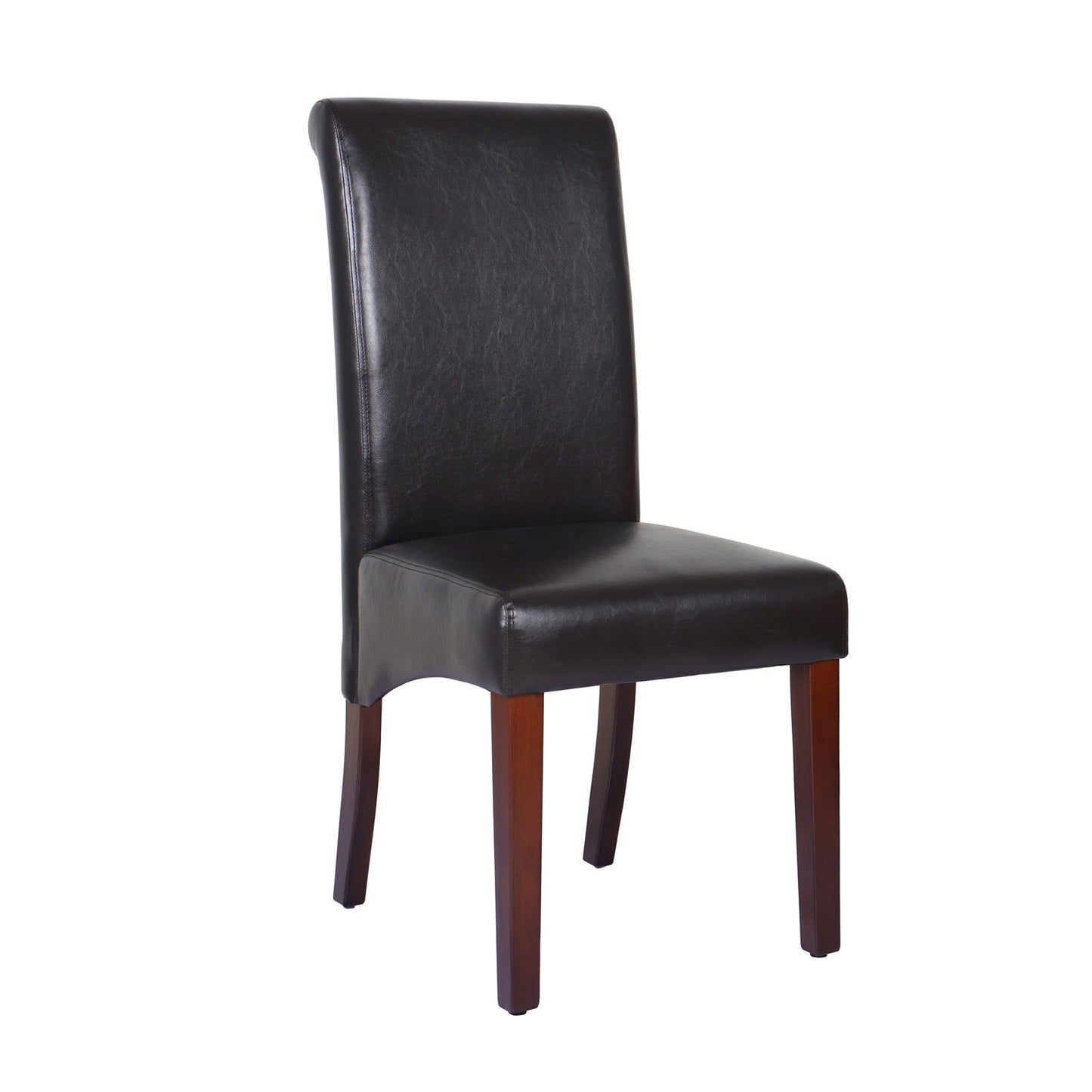 2x Wooden Frame Brown Leatherette Dining Chairs with Solid Pine Legs - Cosy Abode