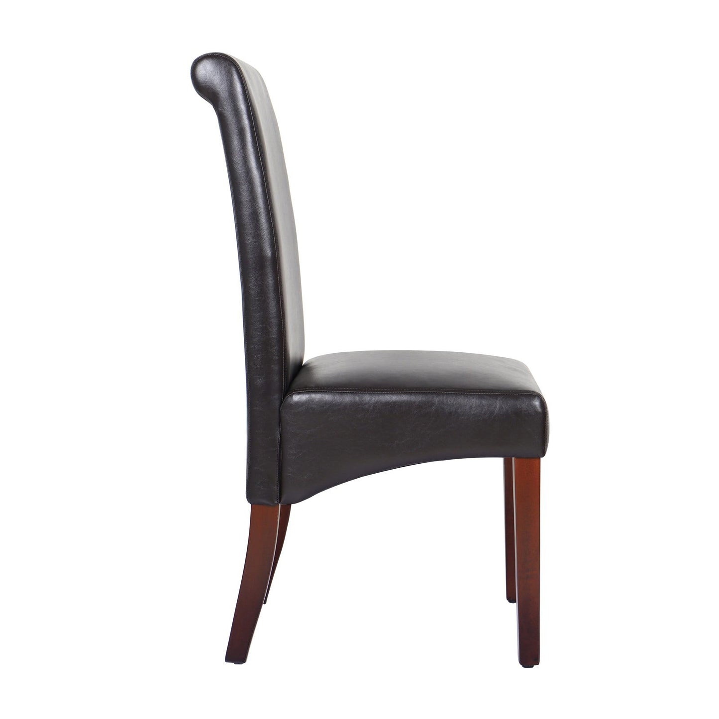 2x Wooden Frame Brown Leatherette Dining Chairs with Solid Pine Legs - Cosy Abode