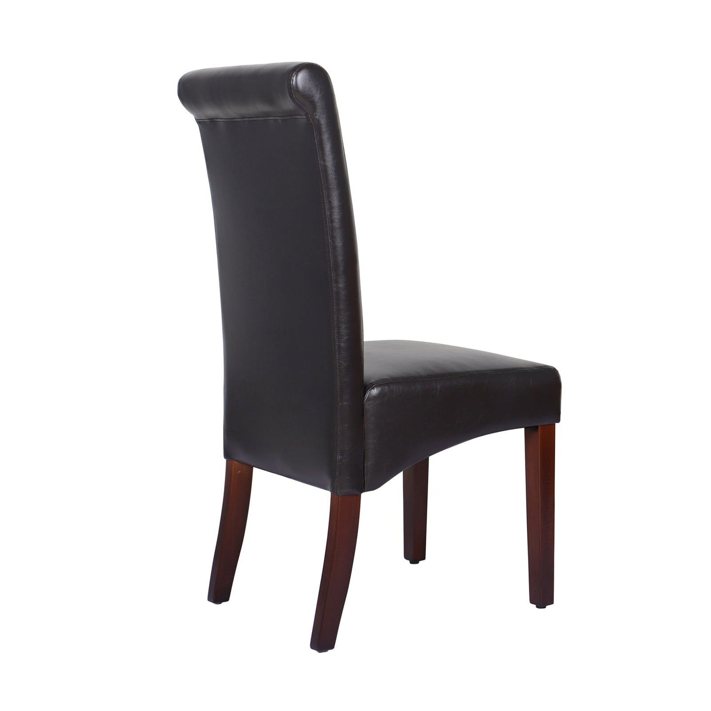 2x Wooden Frame Brown Leatherette Dining Chairs with Solid Pine Legs - Cosy Abode