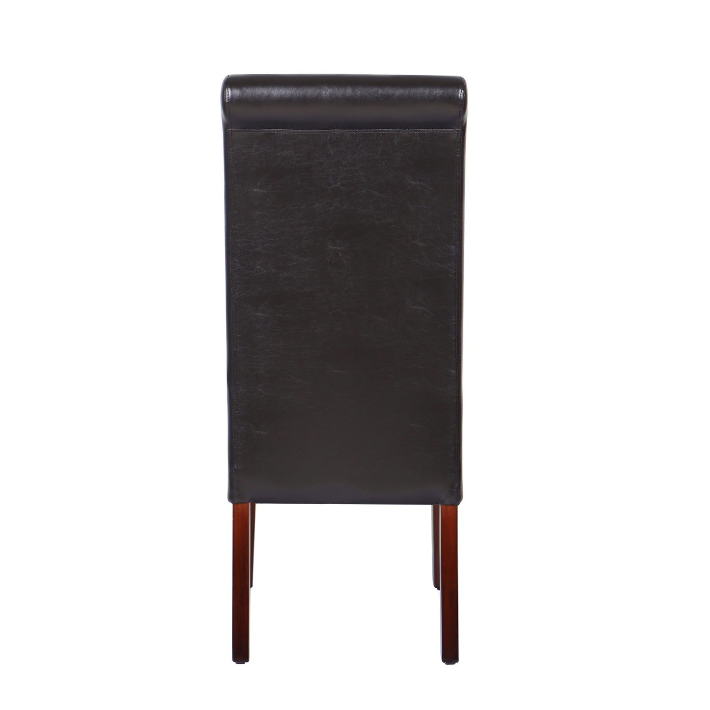 2x Wooden Frame Brown Leatherette Dining Chairs with Solid Pine Legs - Cosy Abode
