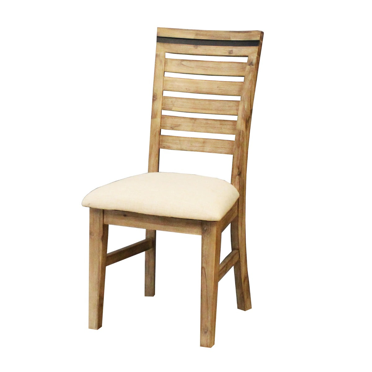 2x Wooden Frame Leatherette Solid Wood Acacia Dining Chairs in Silver Brush Colour - Cosy Abode