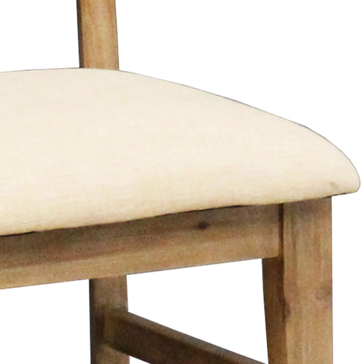 2x Wooden Frame Leatherette Solid Wood Acacia Dining Chairs in Silver Brush Colour - Cosy Abode