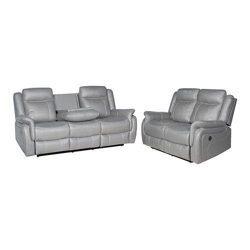 3-2 Seater Finest Grey Fabric Recliner Sofa Sturdy Construction Metal Mechanism - Cosy Abode