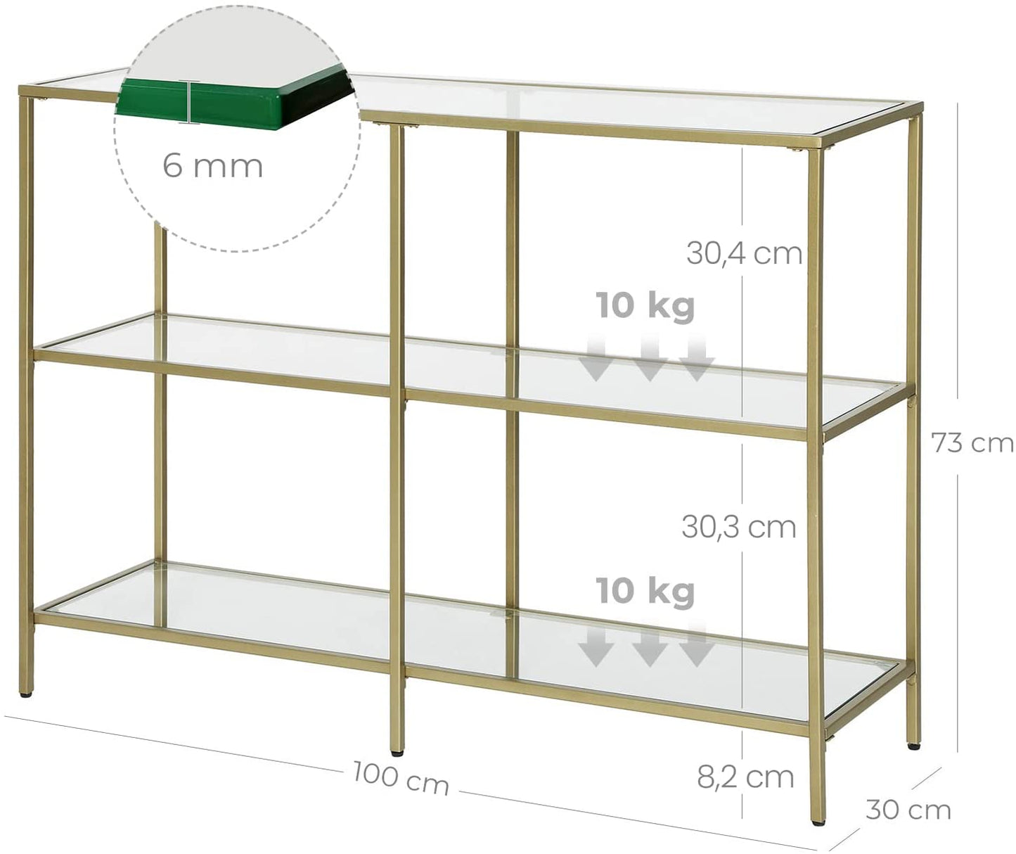 3-Tier Tempered Glass Sofa Table Modern Storage Shelves - Cosy Abode
