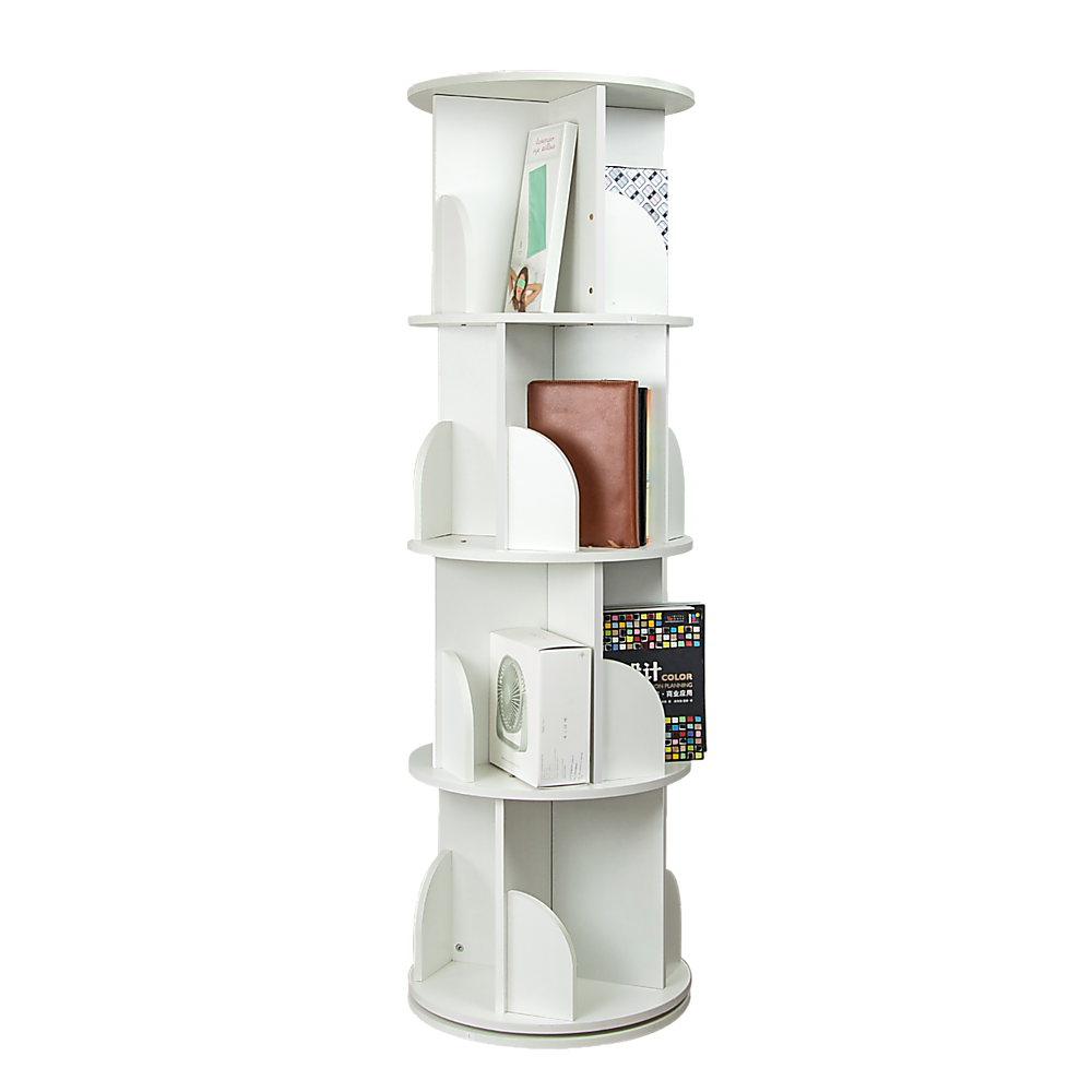 360-degree Rotating 4 Tier Display Shelf Bookcase Organiser - Cosy Abode