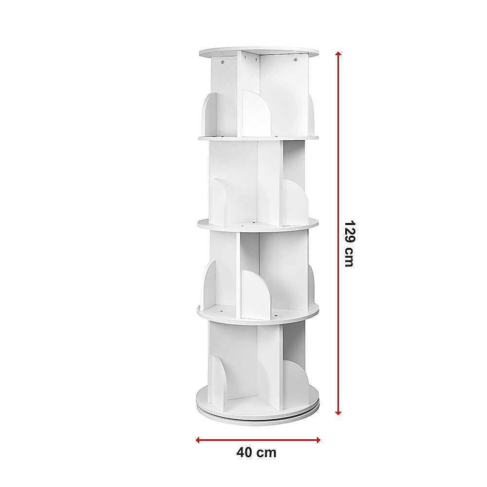 360-degree Rotating 4 Tier Display Shelf Bookcase Organiser - Cosy Abode