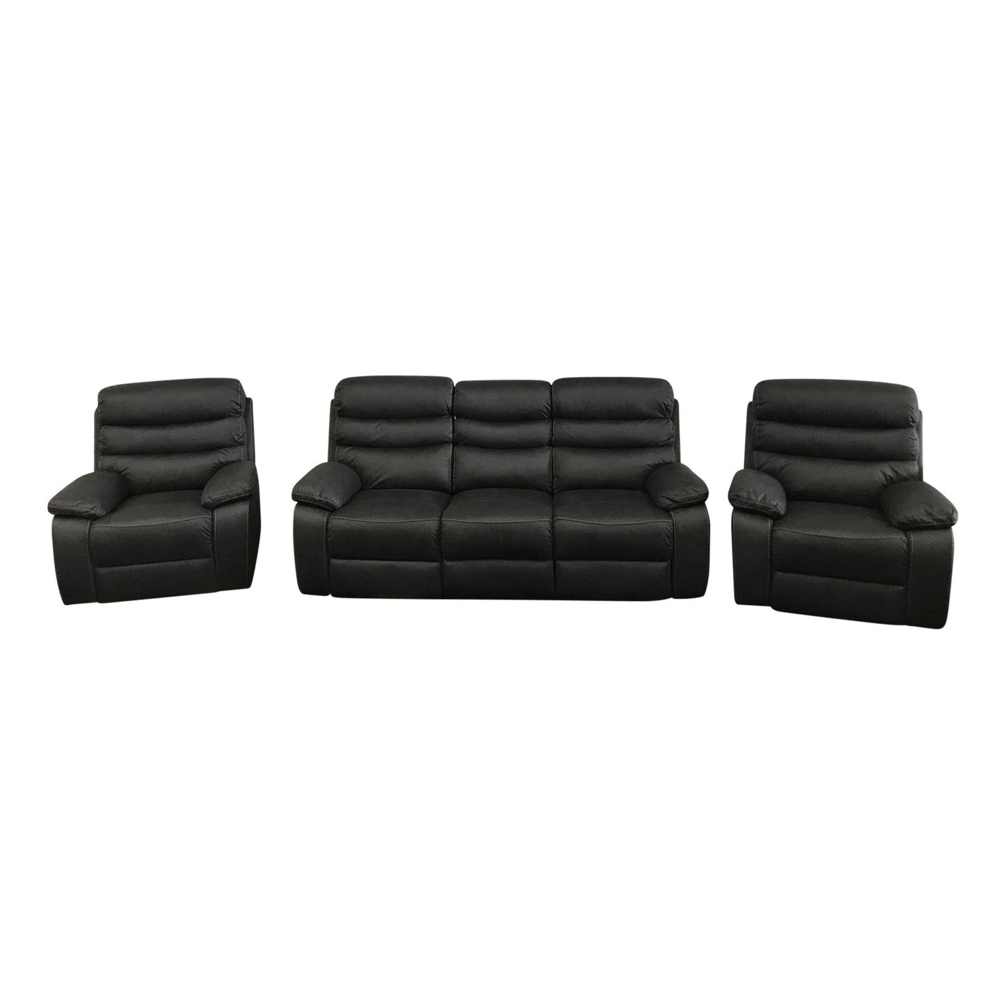 3RR+1RR+1RR Leatherette Grey Electric Recliner Feature Multi Positions Ultra Cushioned USB Outlets - Cosy Abode