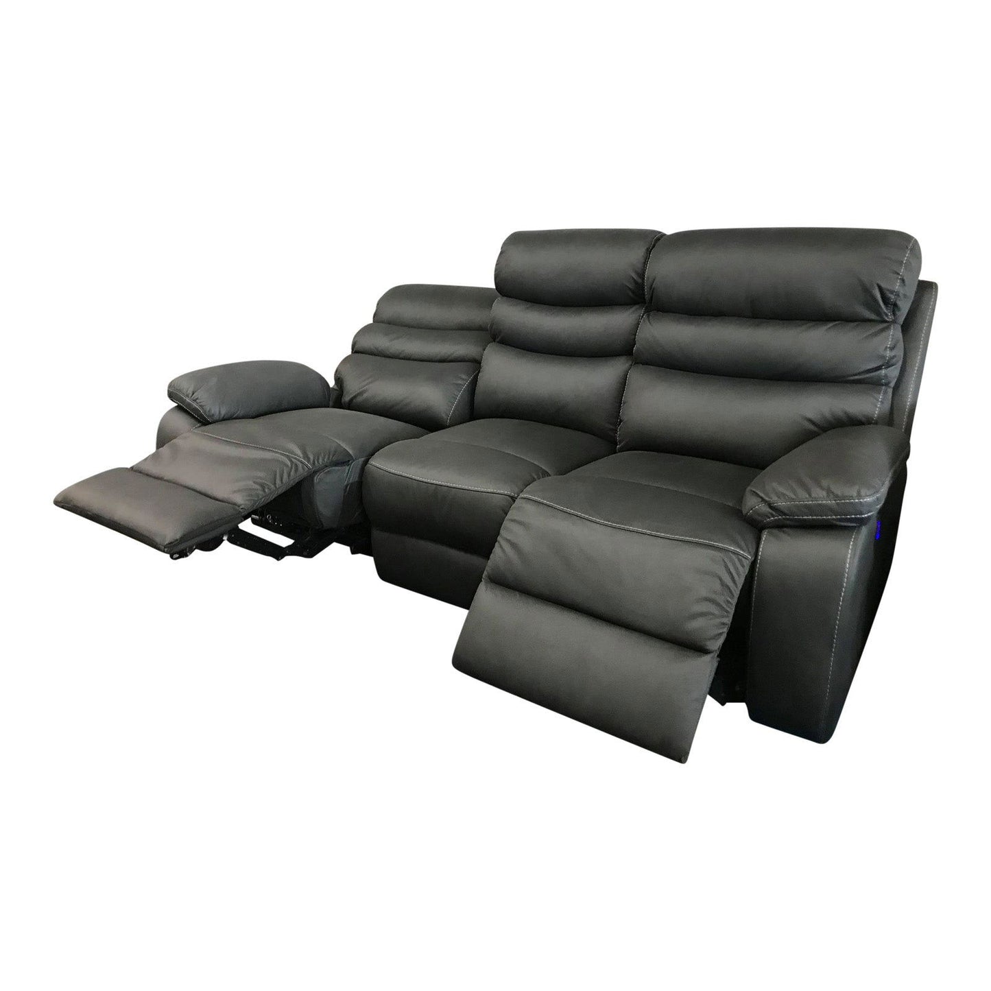 3RR+1RR+1RR Leatherette Grey Electric Recliner Feature Multi Positions Ultra Cushioned USB Outlets - Cosy Abode