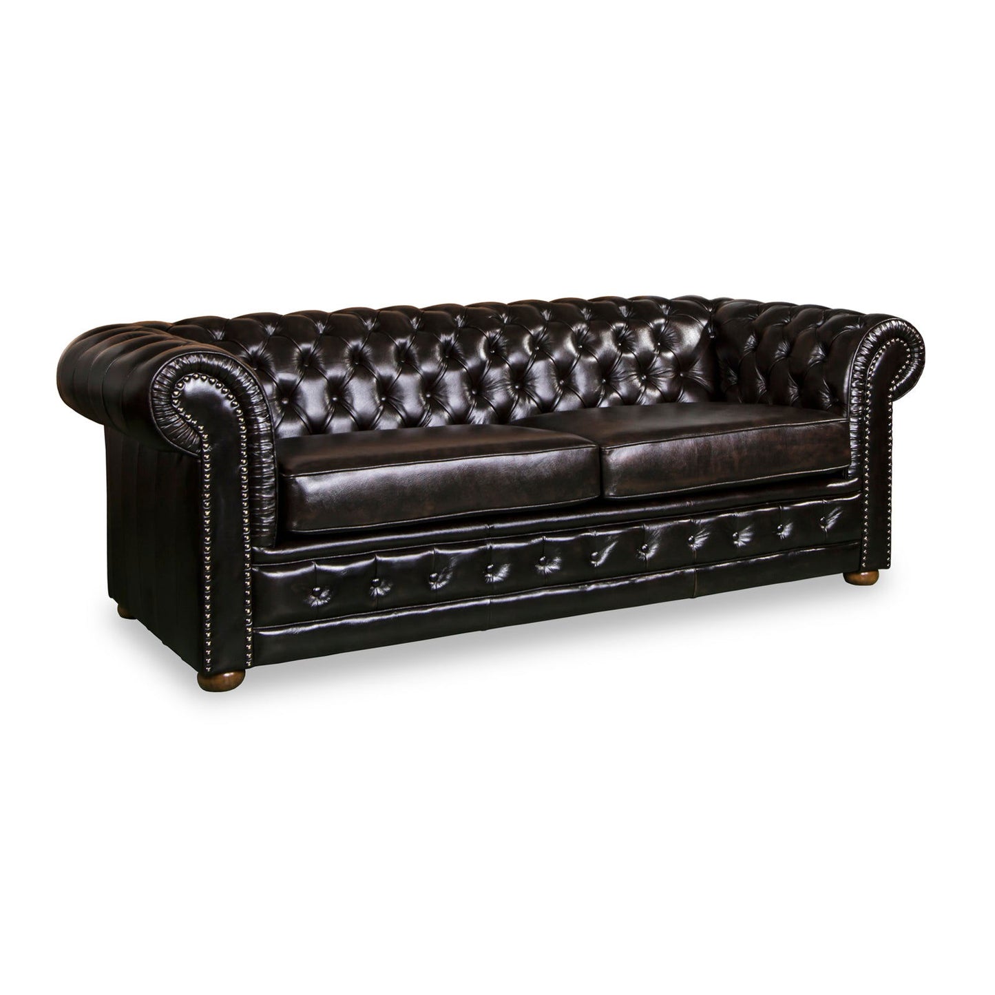 3+2+1 Seater Genuine Leather Upholstery Deep Quilting Pocket Spring Button Studding Sofa Lounge Set for Living Room Couch In Brown Colour - Cosy Abode